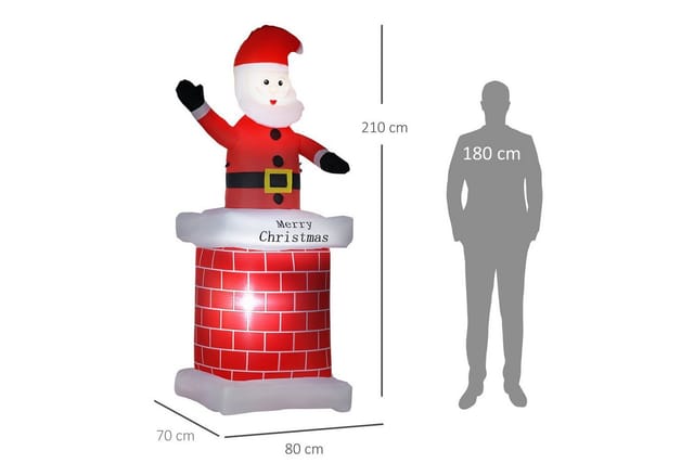 HOMCOM Weihnachtsmann mit Schornstein für Innen- und Außenbereich