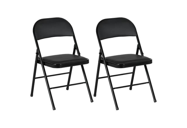 HOMCOM 2er-Set Klappstühle Tragbar mit Kissen Stahlbeine Kunstleder