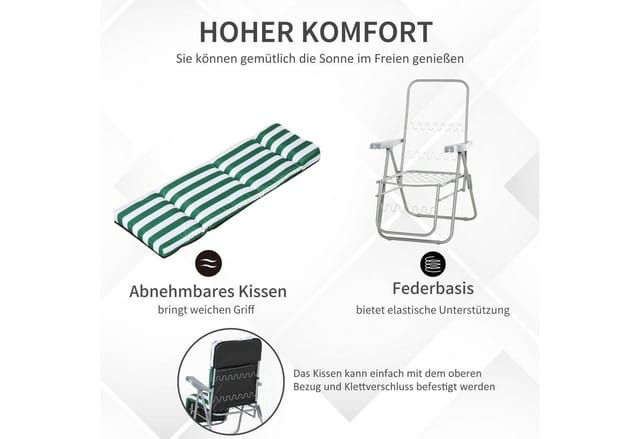 Outsunny Gartenstuhl mit Armlehne 5 Positionen Verstellbar