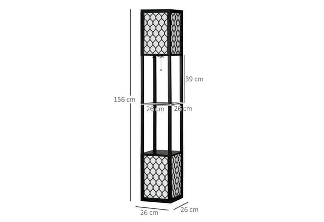 HOMCOM Stehlampe mit 4W E27 Sockel 2 Ablagen exkl. Leuchtmittel Schwarz