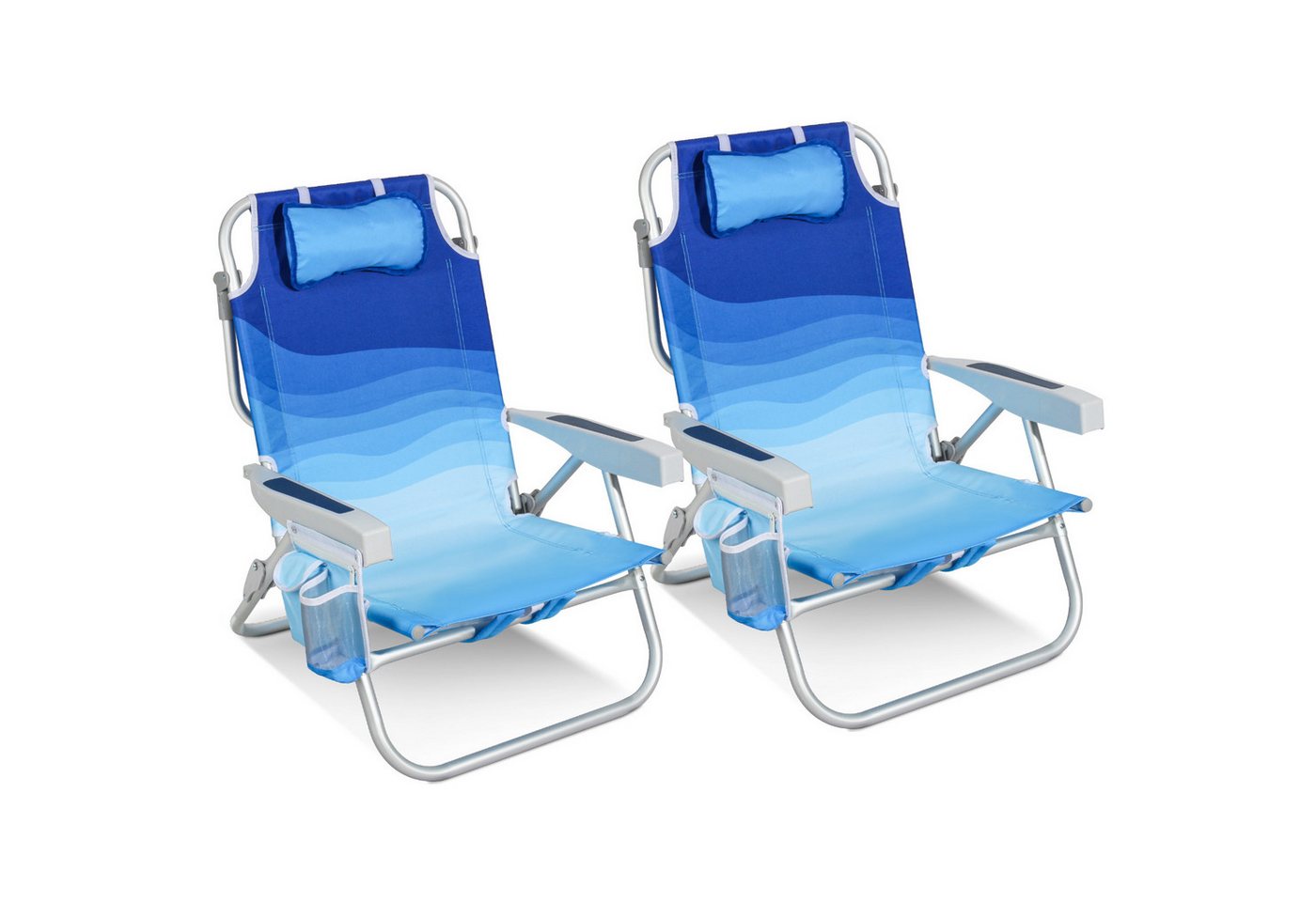 Klappstuhl Strandstuhl Klappbar Leicht Strand 5-stufig Verstellbare Rückenlehne,bis 136kg,aluminiumrahmen, Eine Große Isolierte Kühltasche, Aufbewahrungstasche, 2 St - Homecall Bild 5