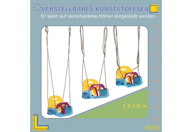 Outsunny Babyschaukel mit Verstellbarem Seil 120-180 cm
