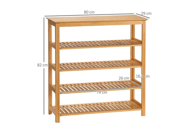 HOMCOM Schuhregal mit 5 Ebenen für Max. 20 Paar Schuhe Bambus 80 x 29 x 82 cm