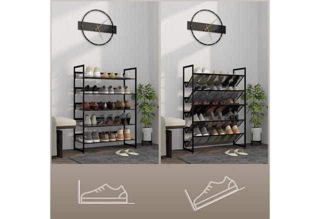 HOMCOM Schuhregal mit 5 Ebenen für Max. 15 Paar Schuhe Stahl 72 x 30 x 102 cm