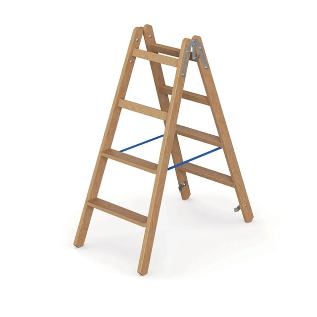 Werner Holz Stufenstehleiter Zweiseitig Begehbar 2x4 Stufen
