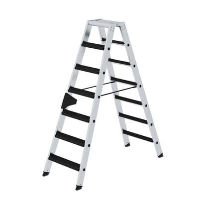 MUNK Stehleiter Beidseitig Begehbar mit Relax-Step 2x7 Stufen