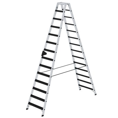 MUNK Stehleiter Beidseitig Begehbar mit Relax-Step 2x14 Stufen