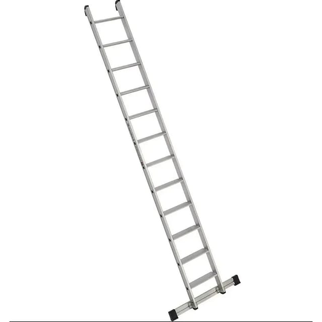 Euroline Premium 30174 Alu Stufenanlegeleiter mit Integriertem Anlegegummi 12 Stufen