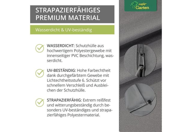 Mehr Garten Premium Schutzhülle für Ampelschirm Gestell Gebogen 265 cm x 40 70 50 cm für Schirme Rund bis Ø 350 cm Eckig bis 300 x 300 cm