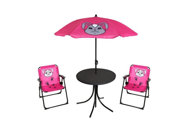 Mojawo 4tlg Kinder Campingmöbel Set Hase Campingstuhl Tisch Sonnenschirm