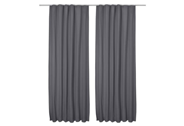 Beautissu Amelie TK Vorhang mit Kräuselband 140x245cm Anthrazit 2tlg