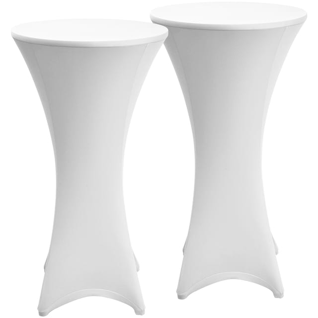 Beautissu Stella Stehtischhusse Ø 80 cm Weiß 2tlg