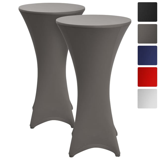 Beautissu Stella Stehtischhusse Ø 80 cm Anthrazit 2tlg