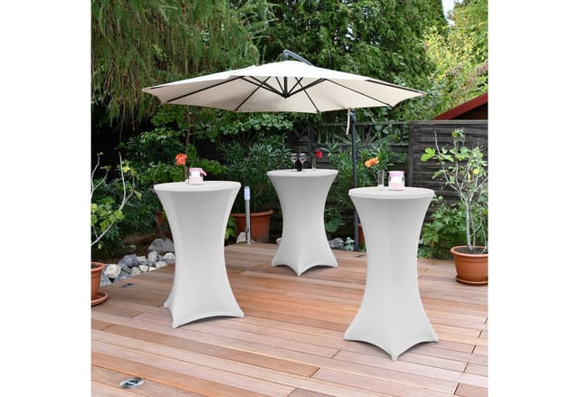 Beautissu Stretch Stehtisch Bistrotisch Husse Ø60-65cm Weiß