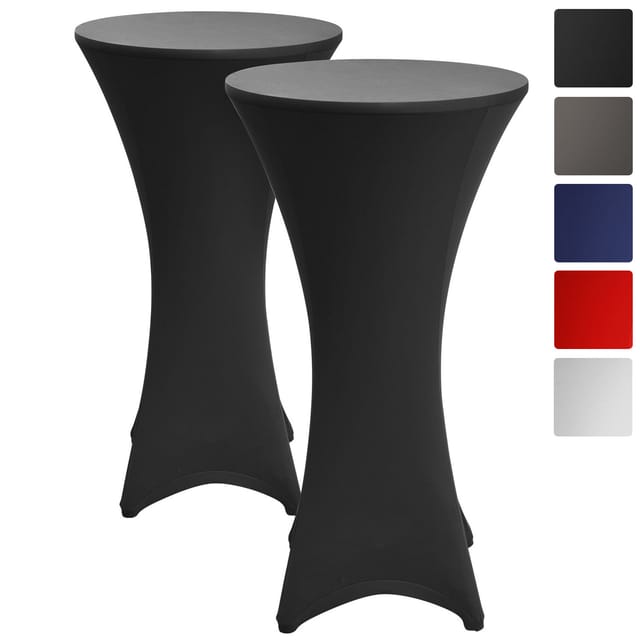 Beautissu Stella Stehtischhusse Ø 80 cm Schwarz 2tlg