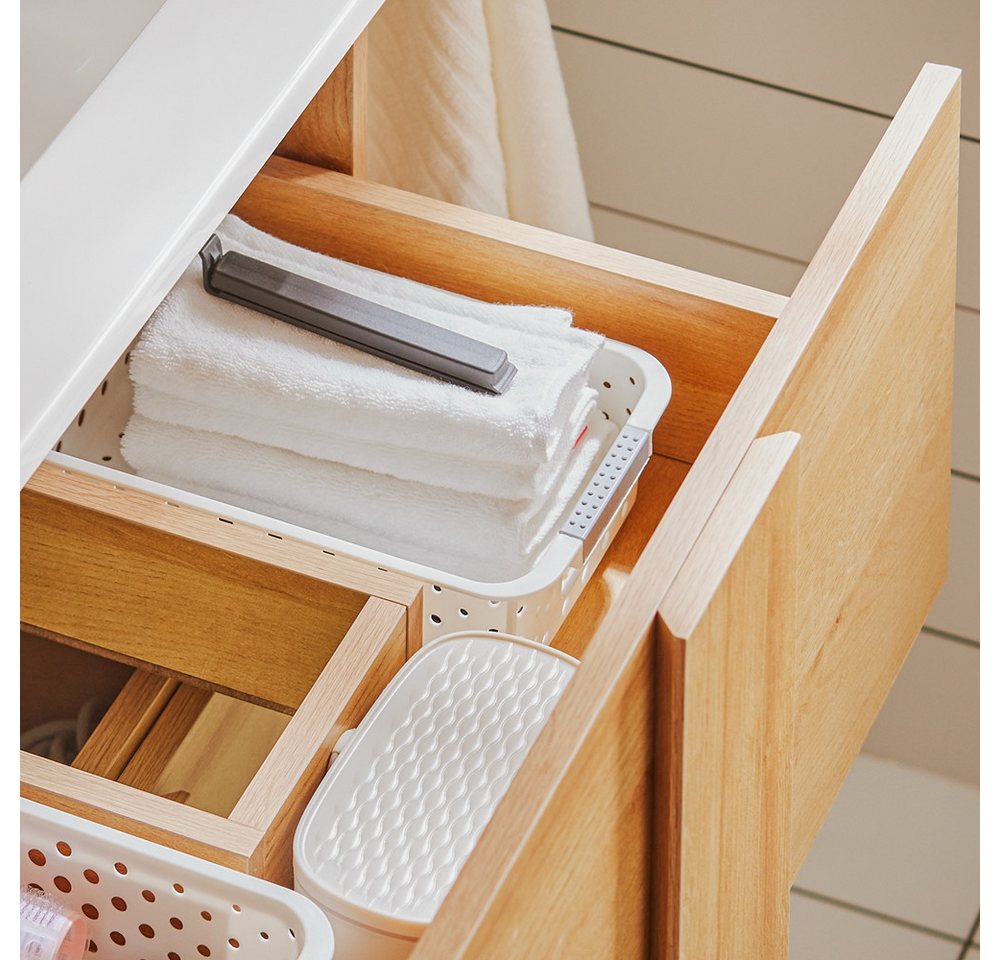 SoBuy Waschbeckenunterschrank mit Waschbecken und 2 Schubladen Natur BZR172-N Bild 4