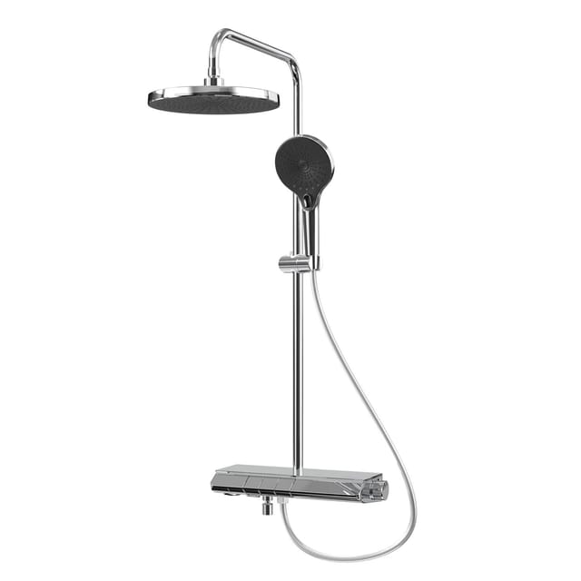 Emke Duschsystem mit Thermostat Chrom mit LED Beleuchtung Duschsystem Regendusche