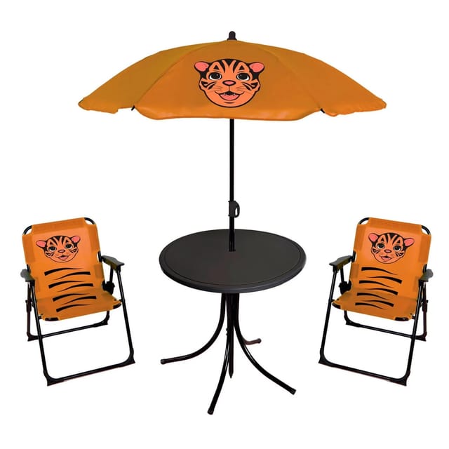 Mojawo 4tlg Kinder Campingmöbel Set Tiger Campingstuhl Tisch Sonnenschirm