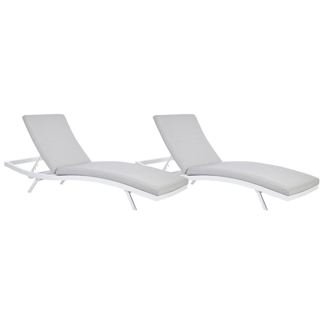 Beliani Gartenliege Grau Weiss 199x66x91