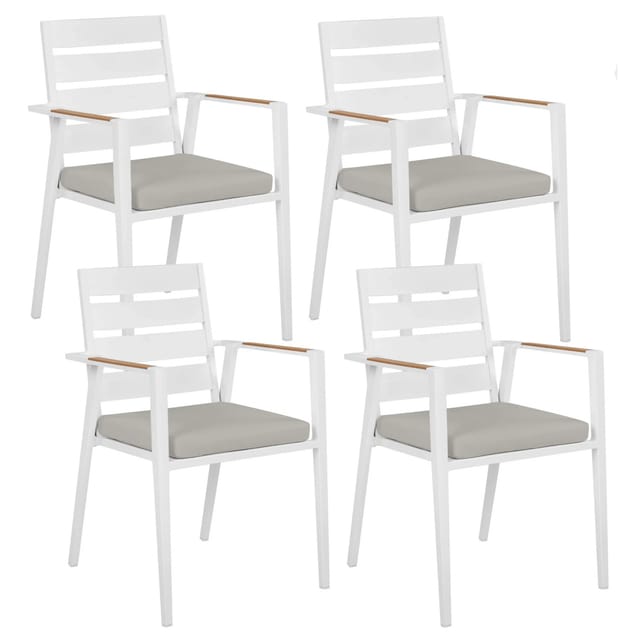 Beliani Gartenstuhl Weiss Grau Heller Holzfarbton 58x54x86