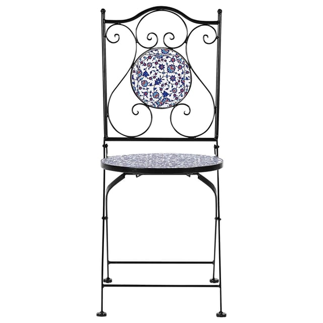 Beliani Gartenstuhl Schwarz Blau Weiss 45x40x90