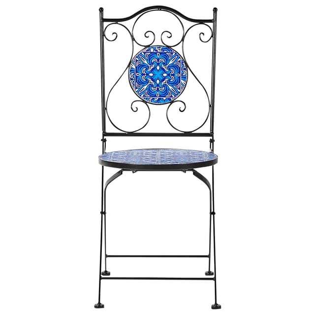 Beliani Gartenstuhl Schwarz Blau 45x40x90