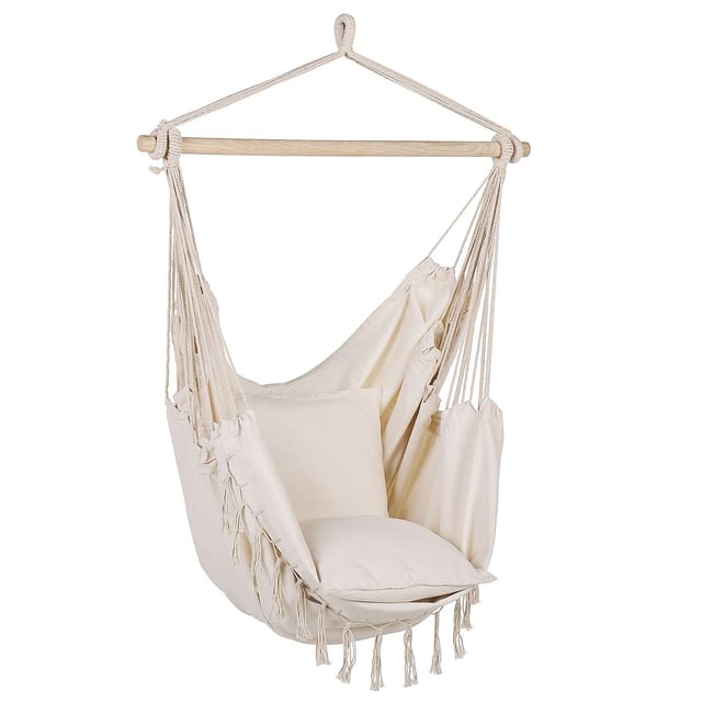 Beliani Hängesessel Beige 152x122x152