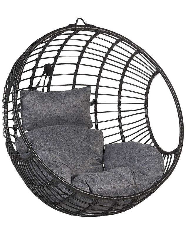 Beliani Hängesessel Schwarz Grau 65x99x99