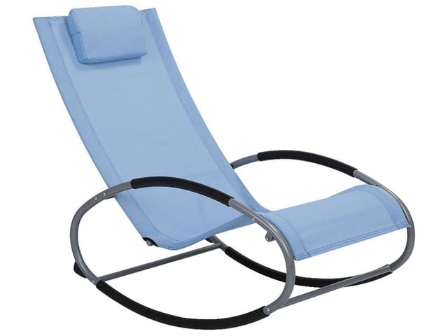 Beliani Gartenliege Blau Schwarz Silber 107x62x88