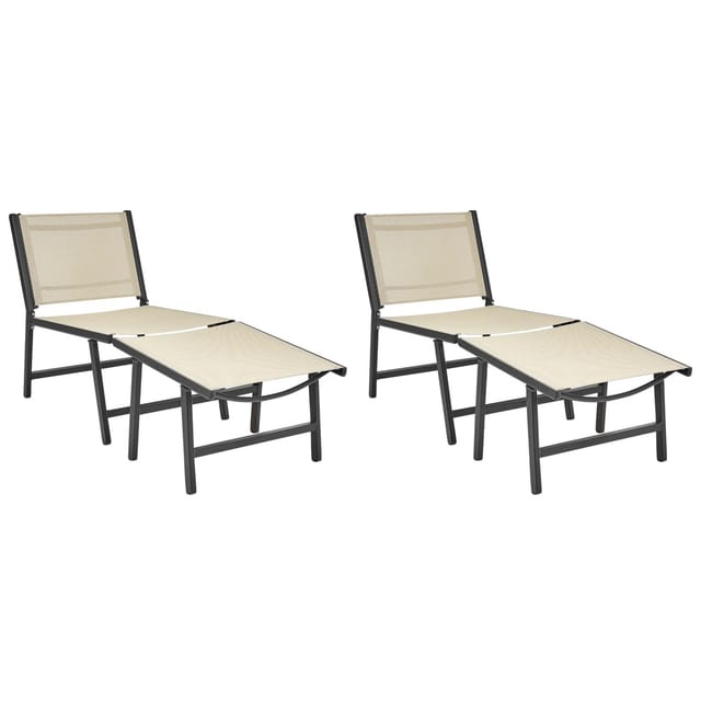 Beliani Gartenstuhl Beige Schwarz 60x54x70