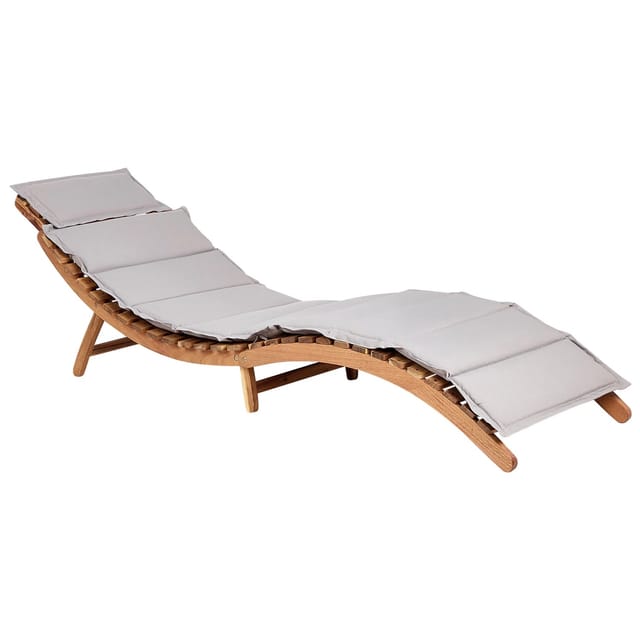 Beliani Gartenliege Heller Holzfarbton Grau 188x60x54