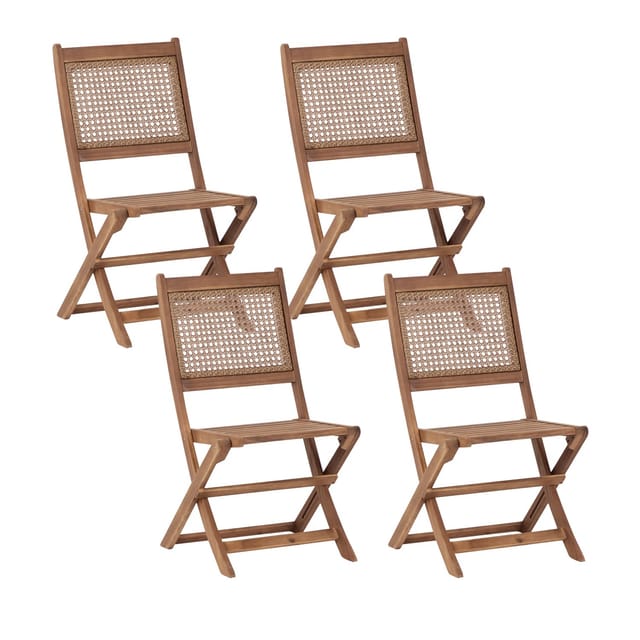 Beliani Gartenstuhl Heller Holzfarbton 60x51x90