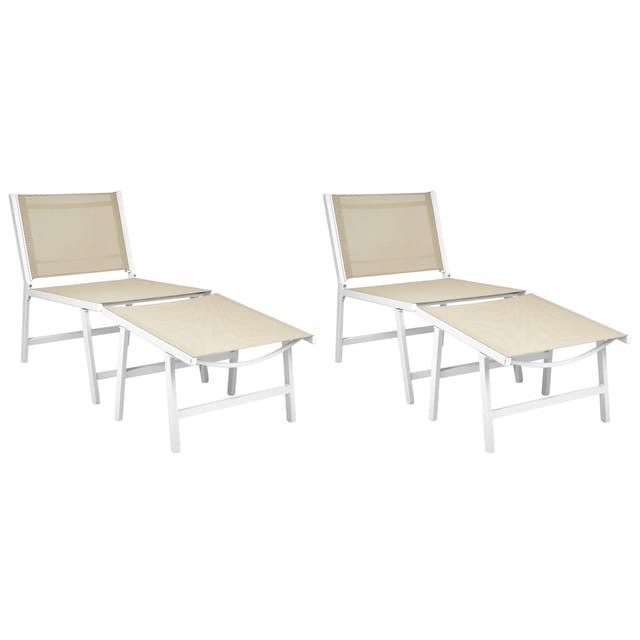 Beliani Gartenstuhl Beige Weiss 60x54x70
