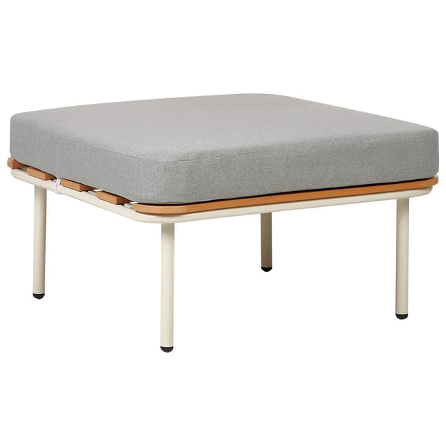 Beliani Fußhocker Grau Weiss Heller Holzfarbton 74x74x43