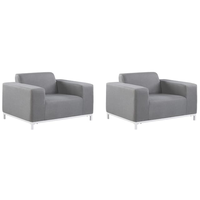 Beliani Sessel Grau Weiss 84x105x68