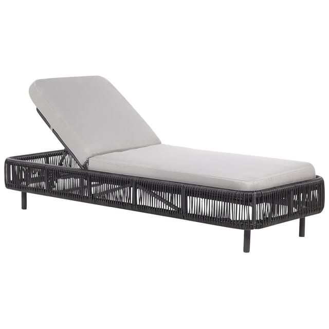 Beliani Gartenliege Grau Schwarz 190x70x33