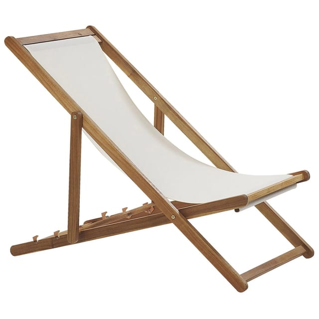 Beliani Gartenliege Heller Holzfarbton Weiss Bunt 97x54x70