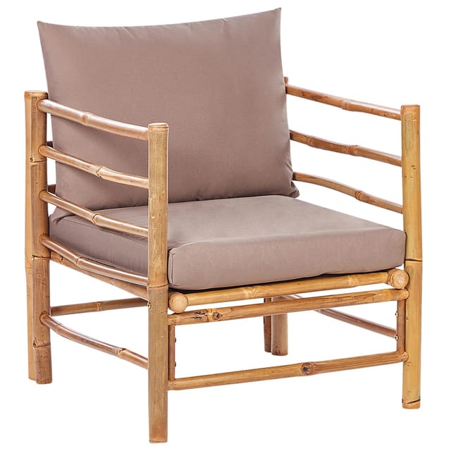 Beliani Gartenstuhl Beige Heller Holzfarbton 68x63x80