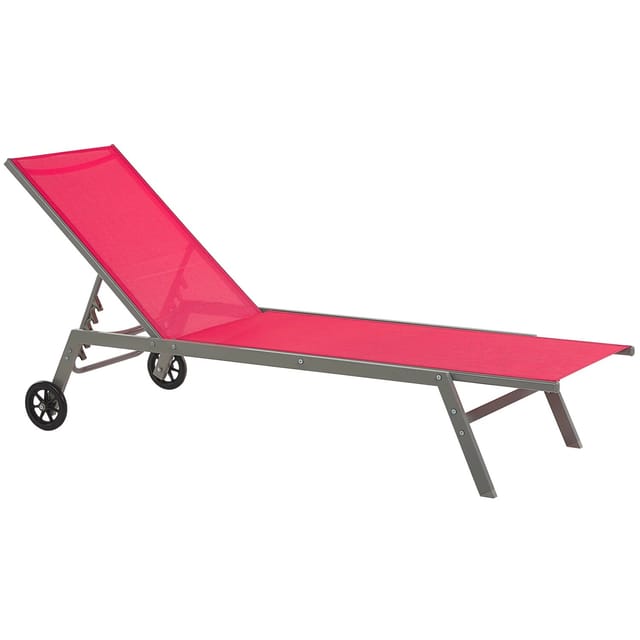 Beliani Gartenliege Rot Schwarz 198x64x96
