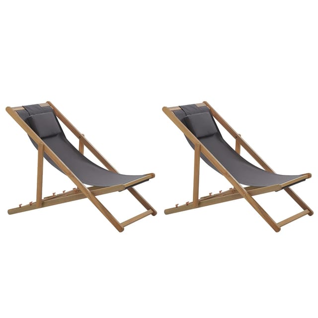 Beliani Gartenliege Grau Heller Holzfarbton Bunt 97x54x70
