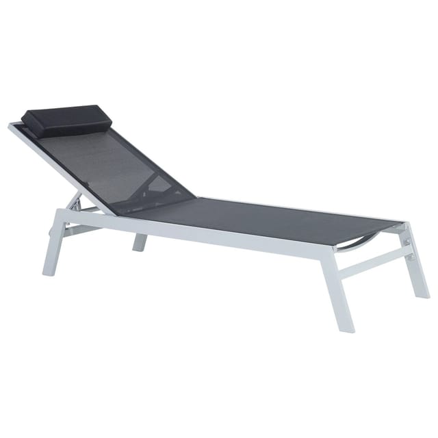 Beliani Gartenliege Schwarz Silber 155x66x103