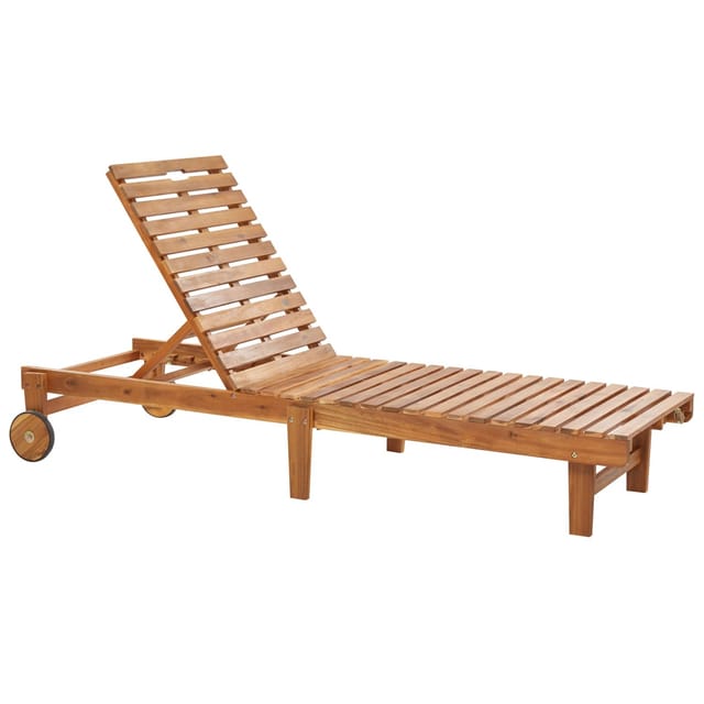 Beliani Gartenliege Heller Holzfarbton Weiss 197x70x67