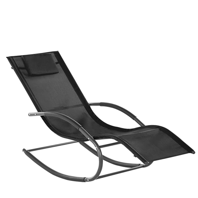 Beliani Gartenliege Schwarz 155x60x90