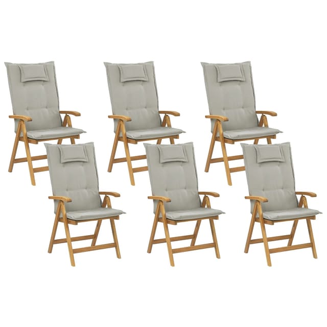 Beliani Gartenstuhl Heller Holzfarbton Grau Beige 69x54x105