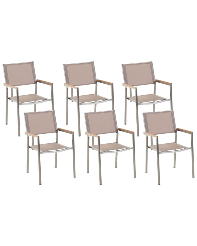 Beliani Gartenstuhl Beige Silber Heller Holzfarbton 58x55x87