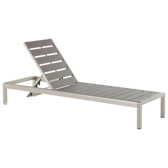 Beliani Gartenliege Grau Silber 198x64x93
