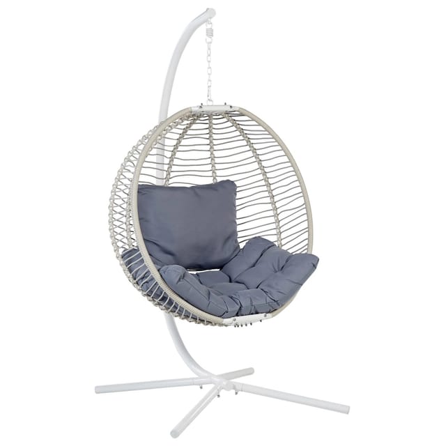 Beliani Hängesessel Weiss Grau 98x100x197