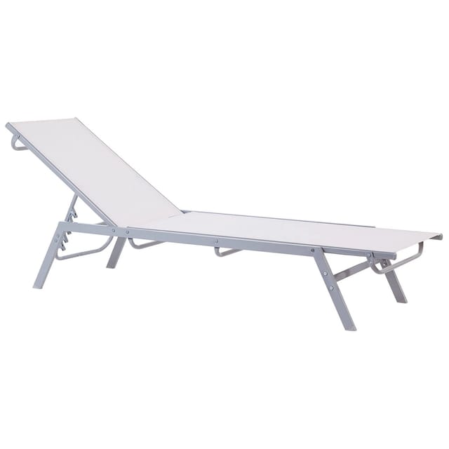 Beliani Gartenliege Weiss Silber 154x53x32