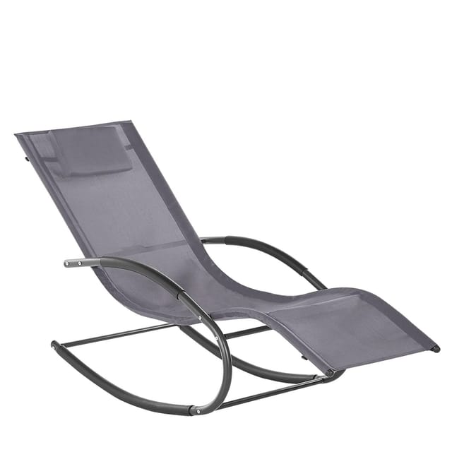 Beliani Gartenliege Grau Schwarz 155x60x90