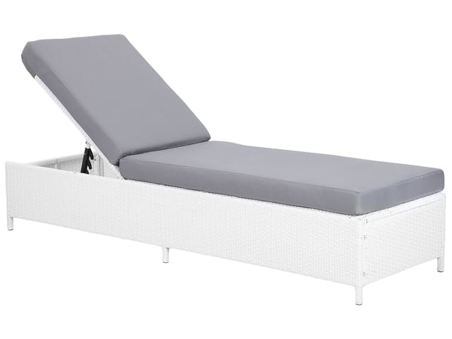 Beliani Gartenliege Weiss Grau 201x65x79